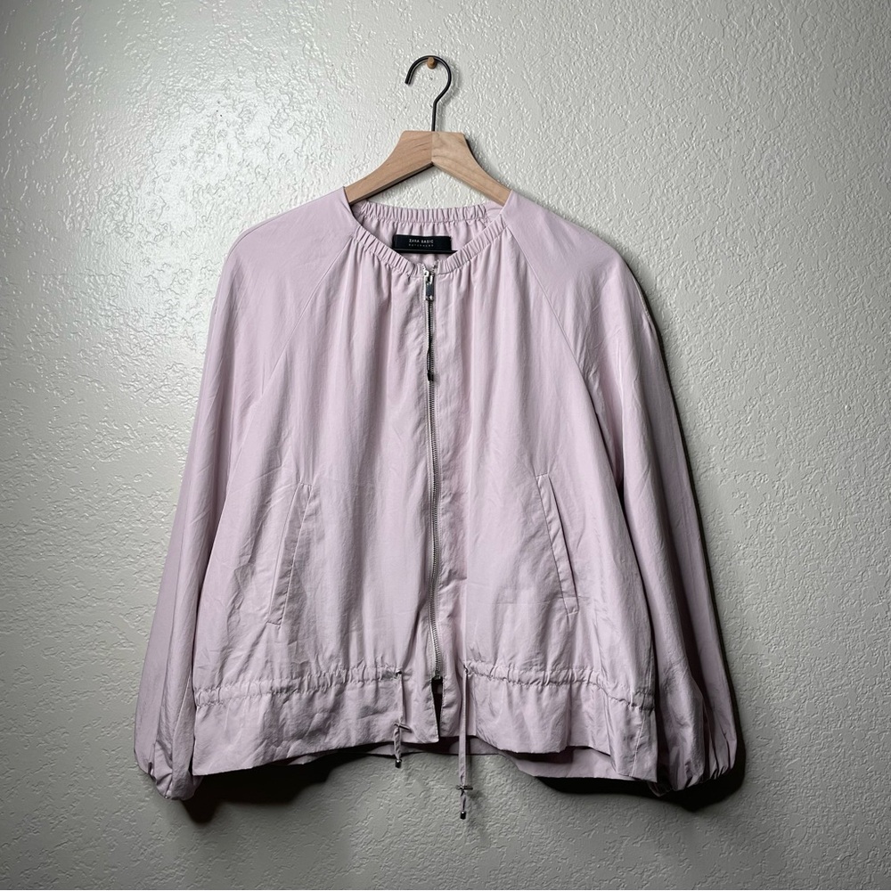 Zara Basic Outwear Pink Windbreaker Scrunched Waist - Picture 5 of 10